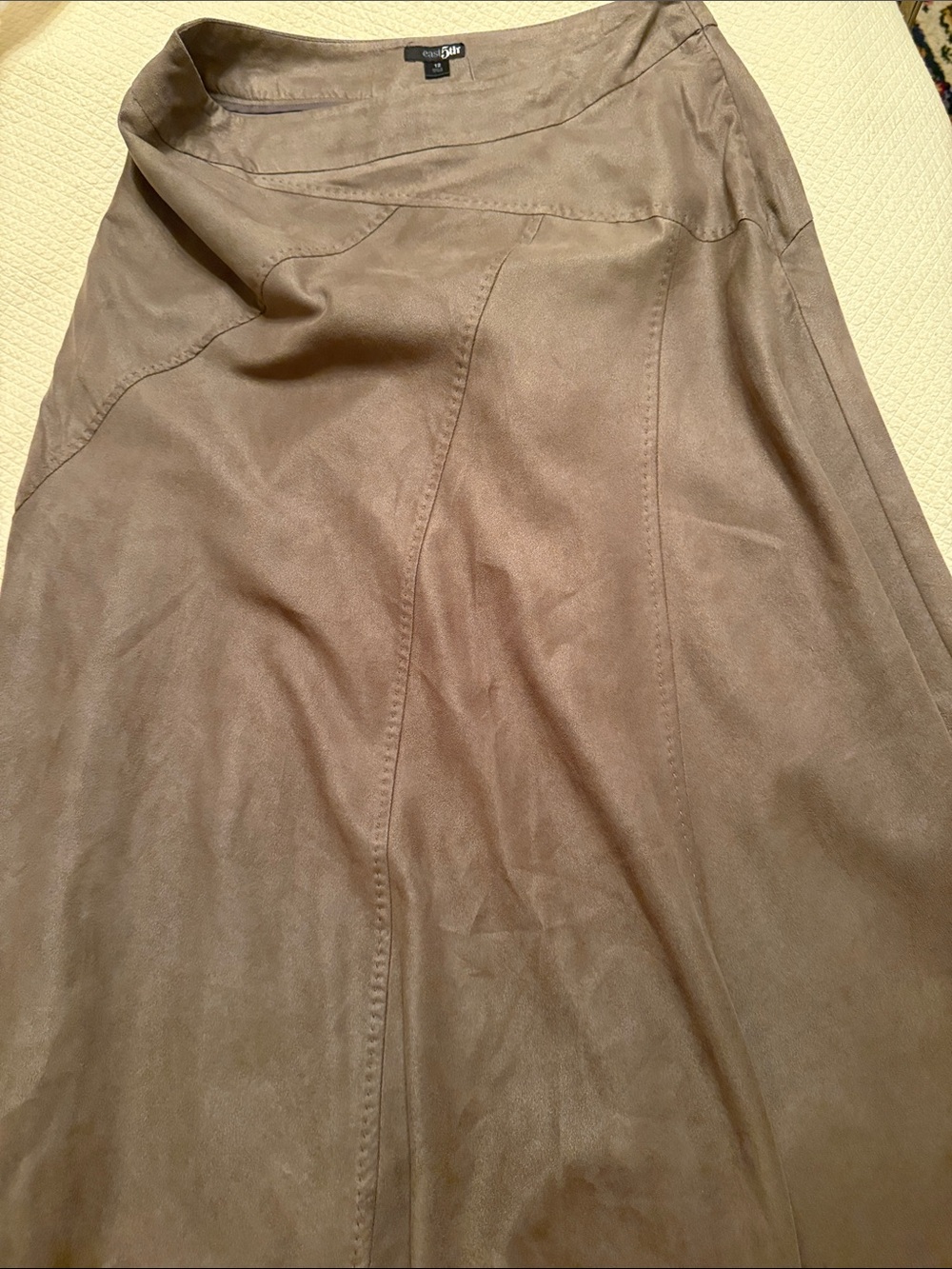 East 5th Taupe Suede-Look A-Line Skirt